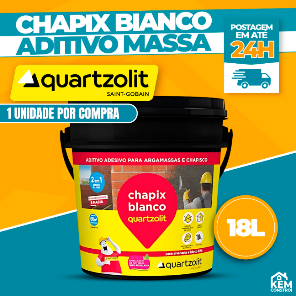 Aditivo Massa Chapix Bianco 18Kg Quartzolit Impermeabilizante Adesivo em Oferta na Shopee