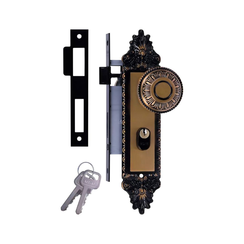 Fechadura Externa Espelho Aço 40mm Mgm Colonial Cor Bronze Bola Alavanca em Oferta na Shopee