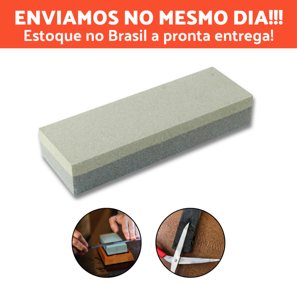 Pedra de Afiar Faca Dupla Face Fertak 120/240 Amolar Tesoura Canivete Churrasco Profissional