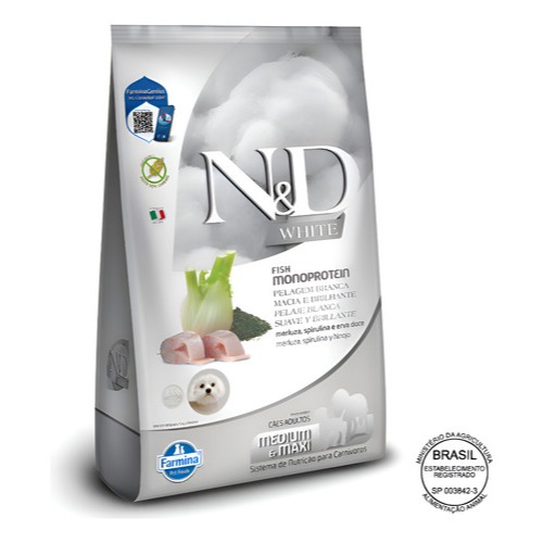 Ração Nd White Cães Adultos Medium/max Merluza 7kg