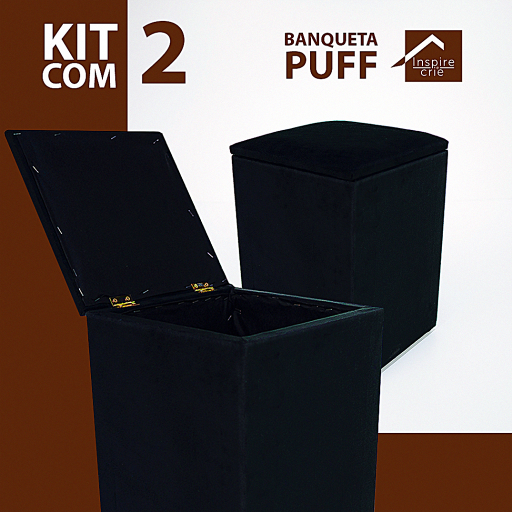 Kit 2 Puff Baú Suede - Penteadeira - Closet - Quarto — imagem 2 de 2