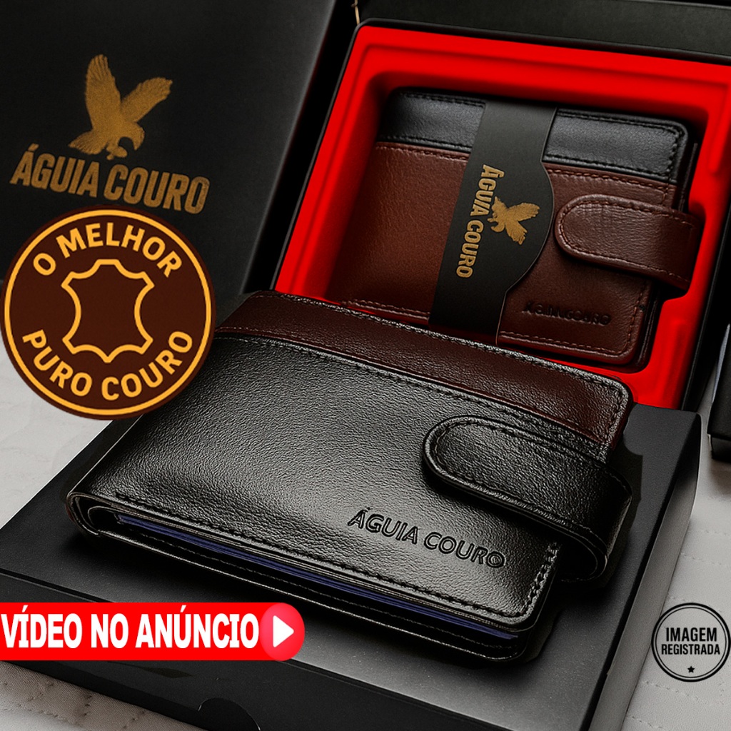 carteira masculina couro legítimo Premium *MELHOR COURO DO MERCADO* Com Fecho com porta cartão