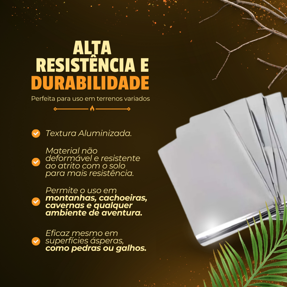 Cobertor Manta Térmica Aluminizado Para Resgate, Emergência e Camping - KIT com 3, 5, 7, 10, 15, 20 UN