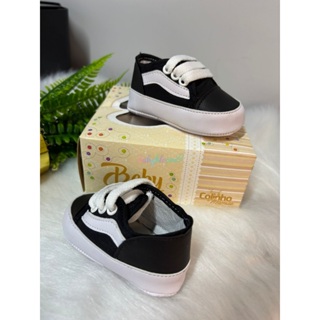 Tênis Sapatinho Preto Skate Bebê Recém Nascido RN Tecido Macio Confortável em Oferta na Shopee