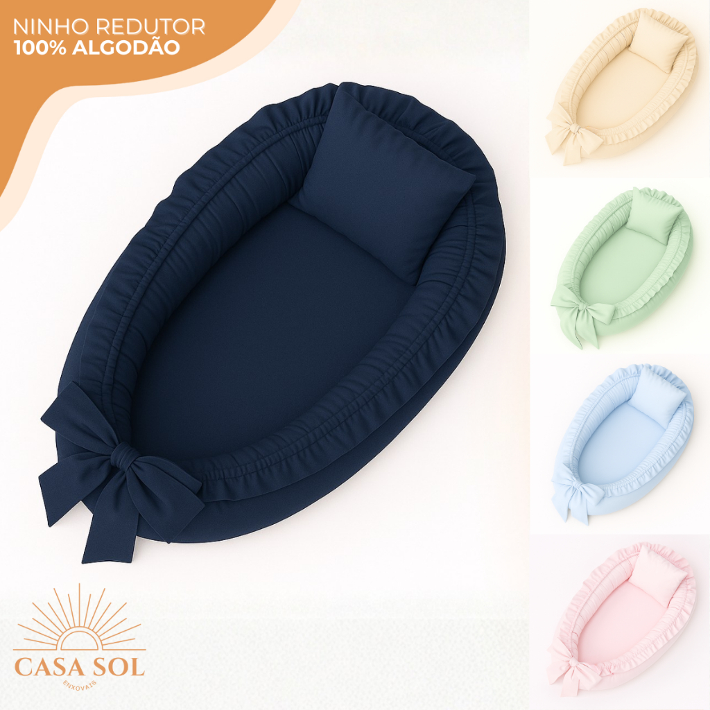 Ninho Redutor de Berço Com Babado Decorativo Percal 200 Fios 100% Algodão em Oferta na Shopee