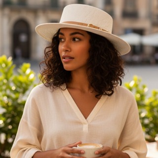 Chapéu Paris Palheta Boater com Fivela – Ajustável para Praia, Piscina e Moda Verão Letra R ou Liso em Oferta na Shopee