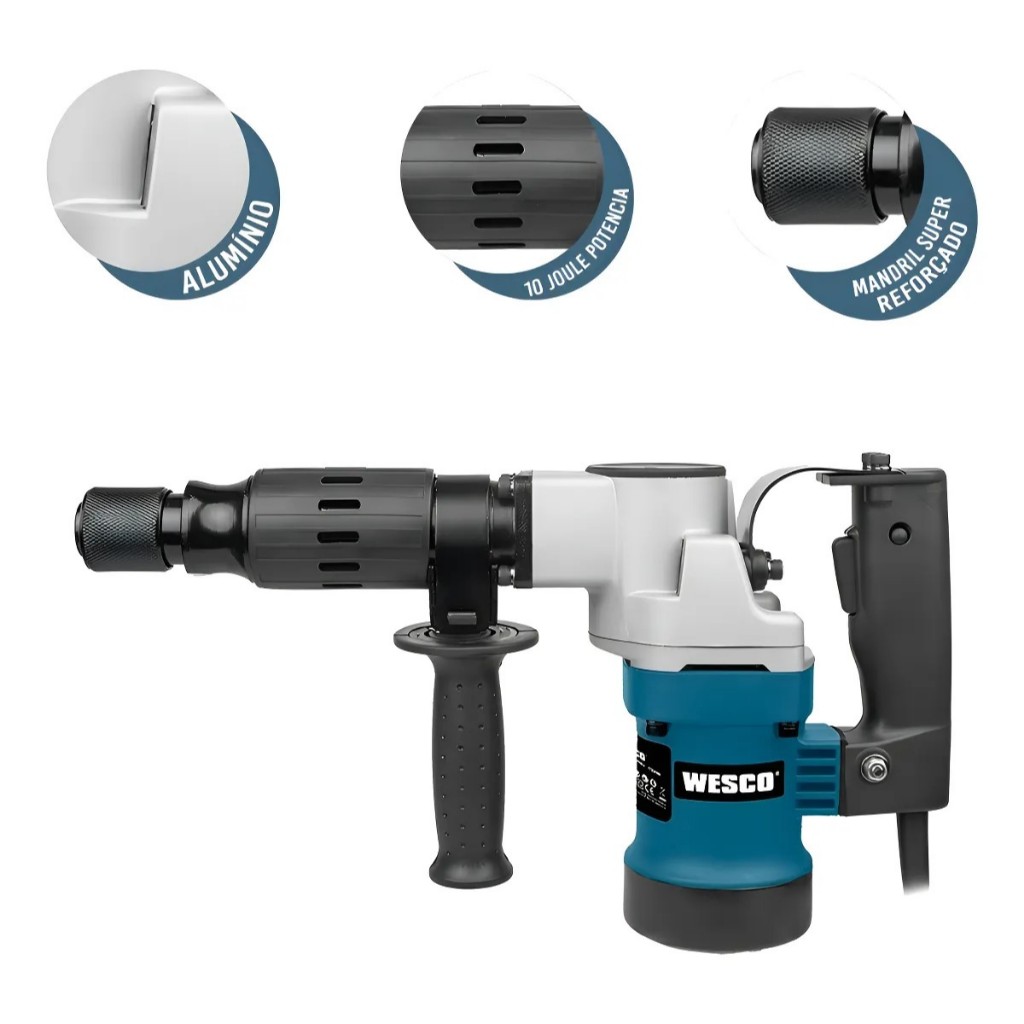 Martelete Perfurador Rompedor 1100w 10j Ws3203k Wesco Cor Azul