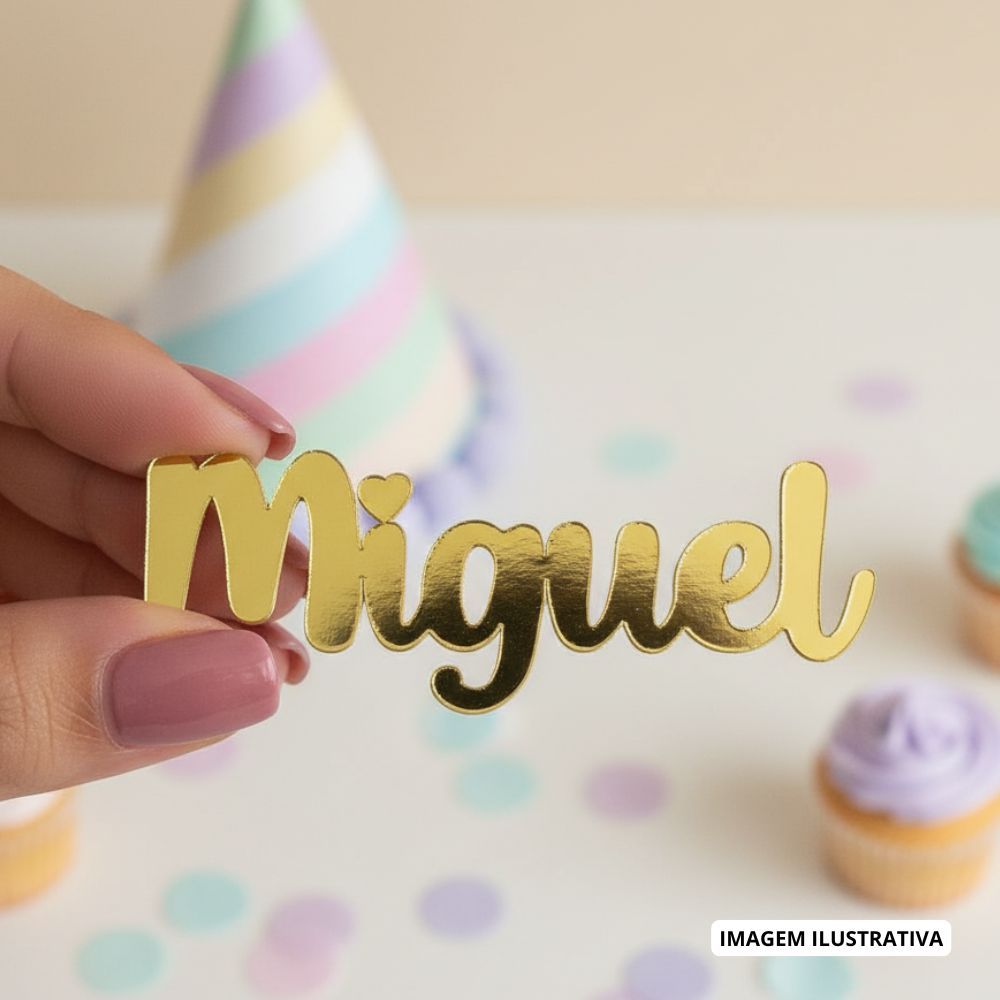 Aplique Nome Personalizado Lamicote Dourado - Tag Aplique para Lembrancinhas Sofisticadas