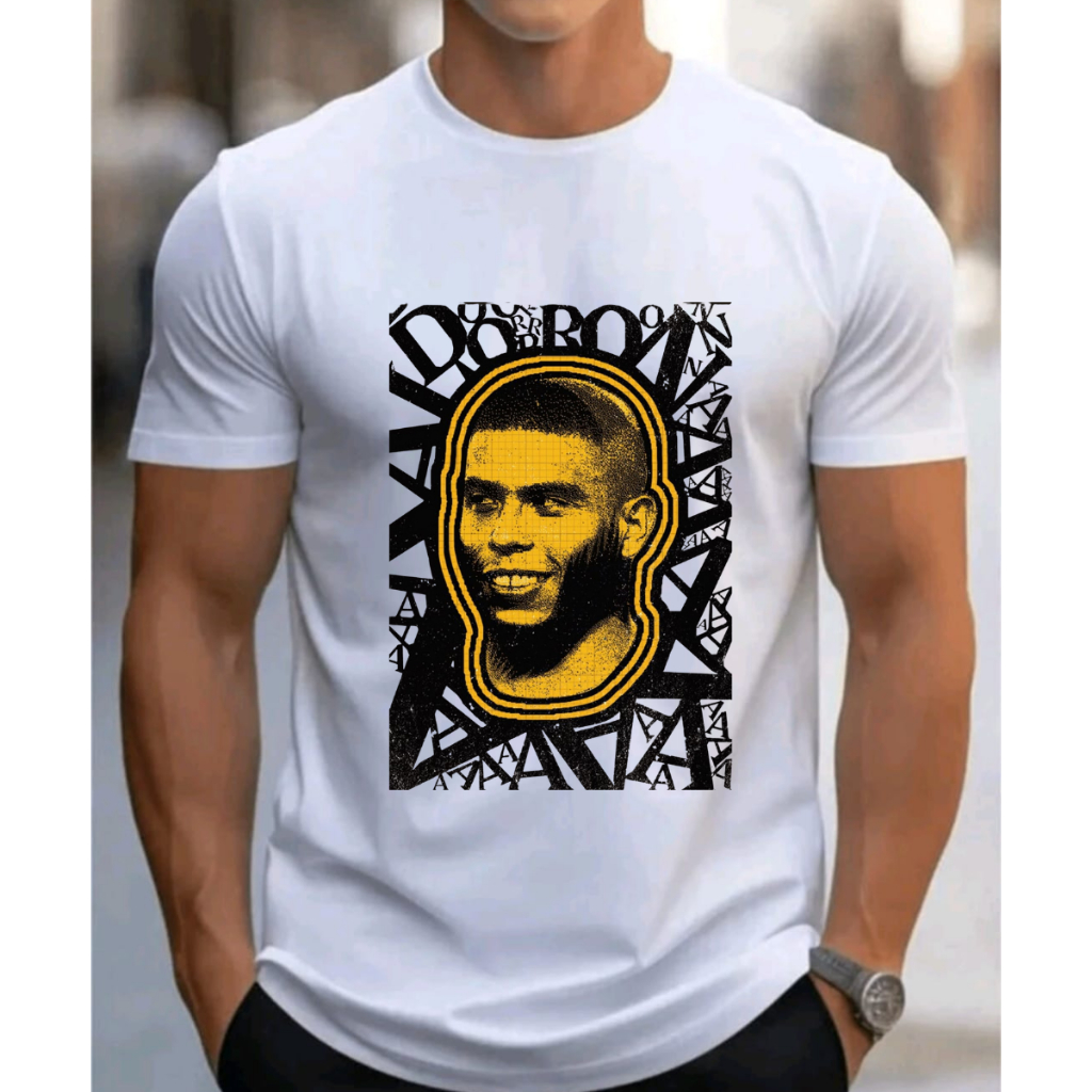 Camiseta Ronaldo Fenômeno Copa do Mundo Estilo Cabelo Cascão Retrô Streetwear Masculina Premium