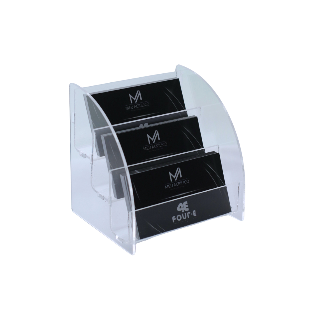 Porta Cartão Visita De Mesa Acrílico Suporte Triplo Três Fileiras