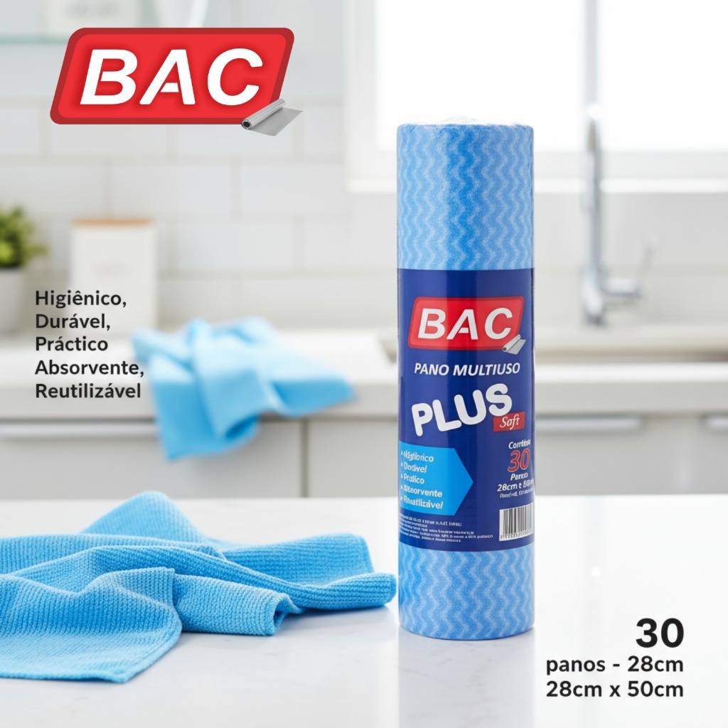 Kit 3 Rolo Bobina Pano Multiuso Tipo Perfex 15 Metros 30 Panos - Original BAC — imagem 2 de 2