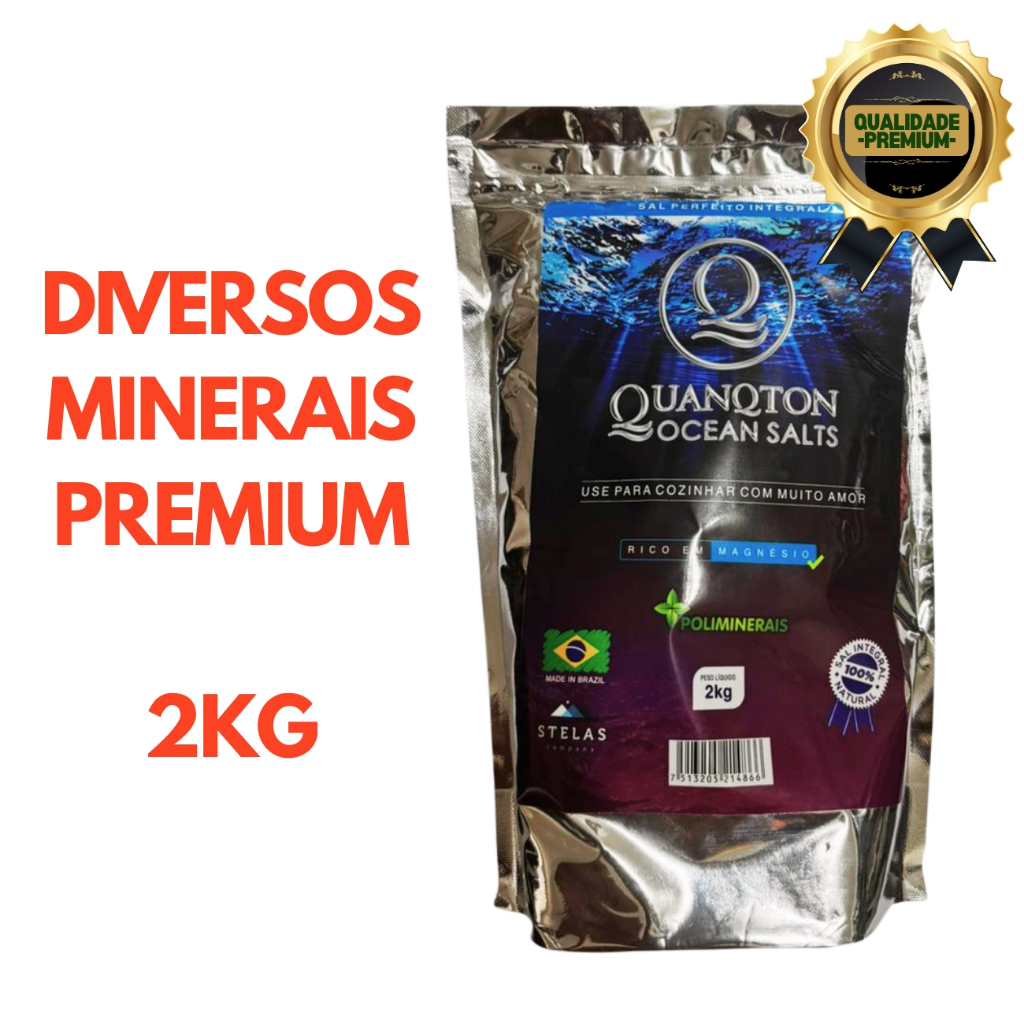 Sal Marinho Integral Moído Natural Quanqton Ocen Salt 2kg em Oferta na Shopee