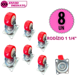 Kit 8/4 ou 2 Rodízios Giratórios 1.1/4" Reforçados Rodinha Móvel Base Metálica Móveis Carrinhos
