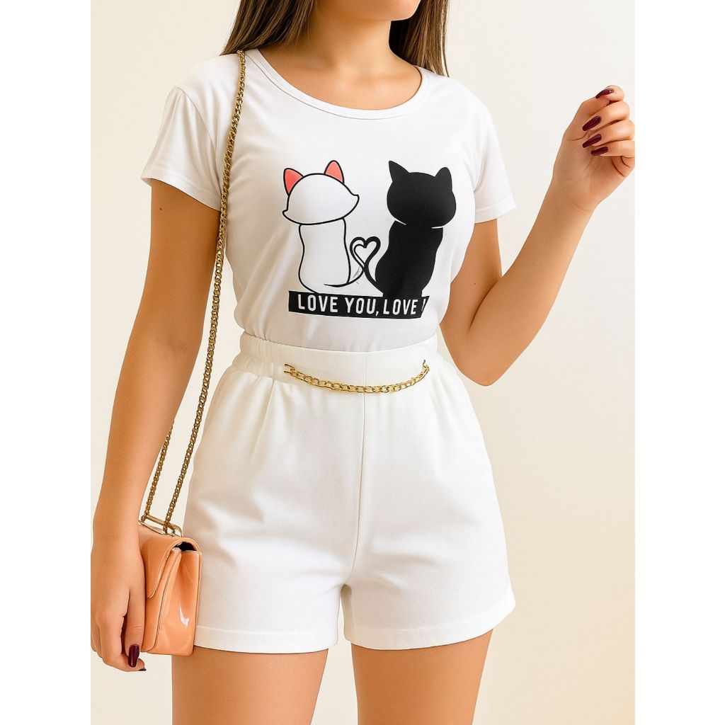 Shorts Leve Elegante BRANCO com detalhe de Correntinha na frente/TRANSLÚCIDO/cintura alta hot/sem forro/sem bolsos/short