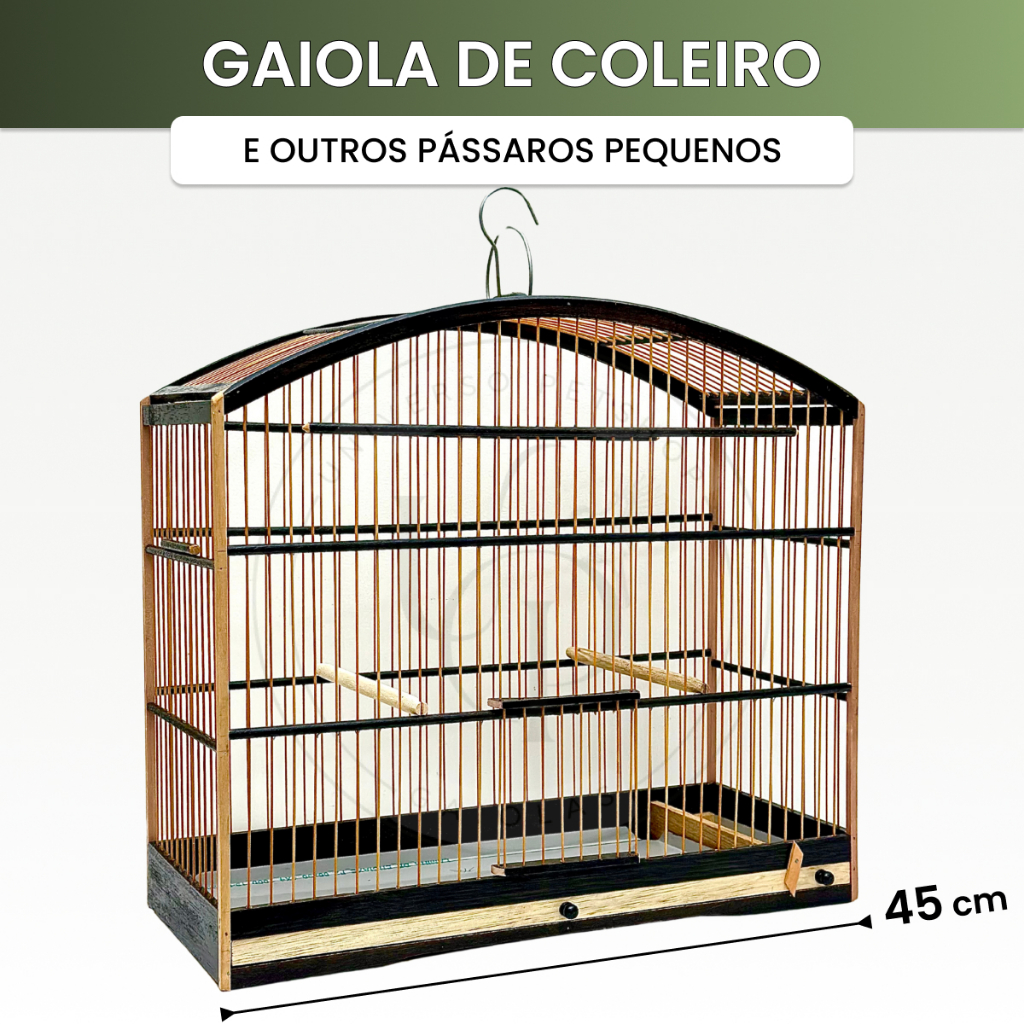 Gaiola Arcada Meia Lua 45cm Para Pássaros Pequenos Coleiro Canário Azulão Papacapim Cocho Alumínio