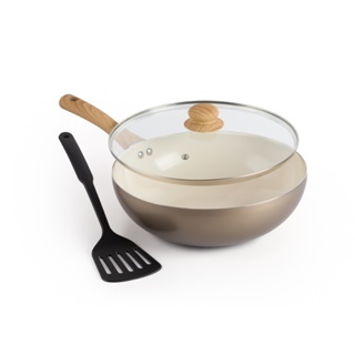 Frigideira Wok De Cerâmica Indução e Gás 28cm Vanilla Mais Espátula em Oferta na Shopee