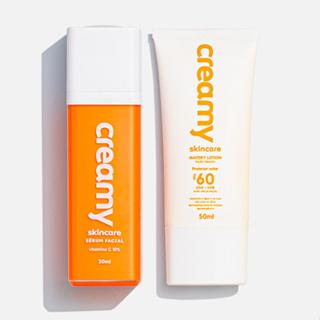 Duo Protetor Solar FPS60  + Sérum Antioxidante - Vitamina C - Creamy Skincare em Oferta na Shopee