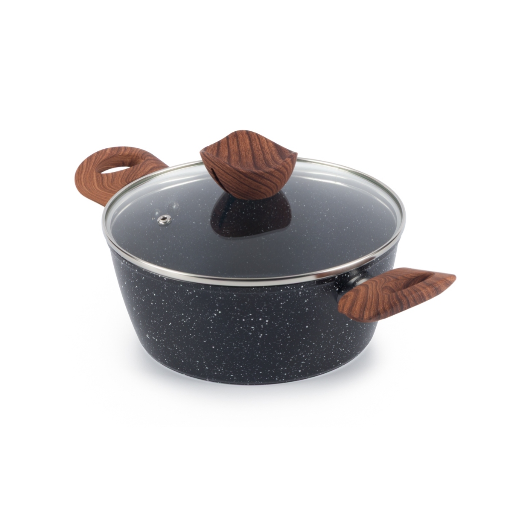 Caçarola De Cerâmica Indução e Gás Antiaderente 20cm Preto Stone em Oferta na Shopee