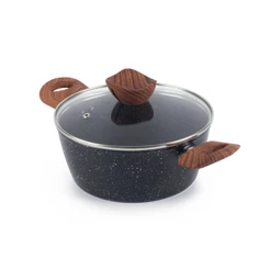 Panela Caçarola De Cerâmica Indução e Gás Antiaderente 20cm Preto Stone