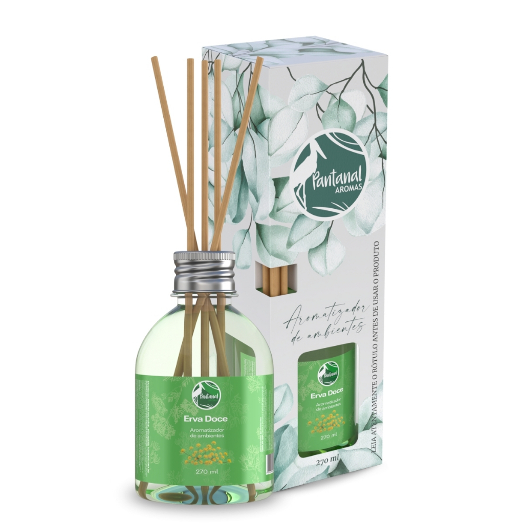 Aromatizador de Ambiente Erva Doce 270 ml Pantanal Aromas Difusor Casa Home Perfume Fragrância