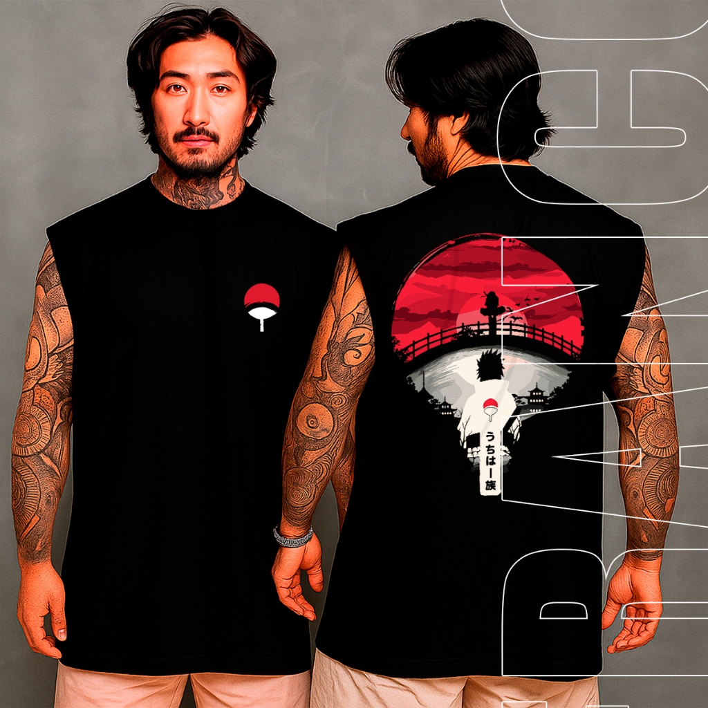 Regata Oversized Anime  Itachi Uchiha Naruto Sasuke Uchiha Clã Algodão Streetwear Machão Academia em Oferta na Shopee