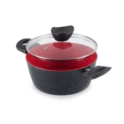 Panela Caçarola De Cerâmica Indução e Gás Antiaderente 20cm Preto Red