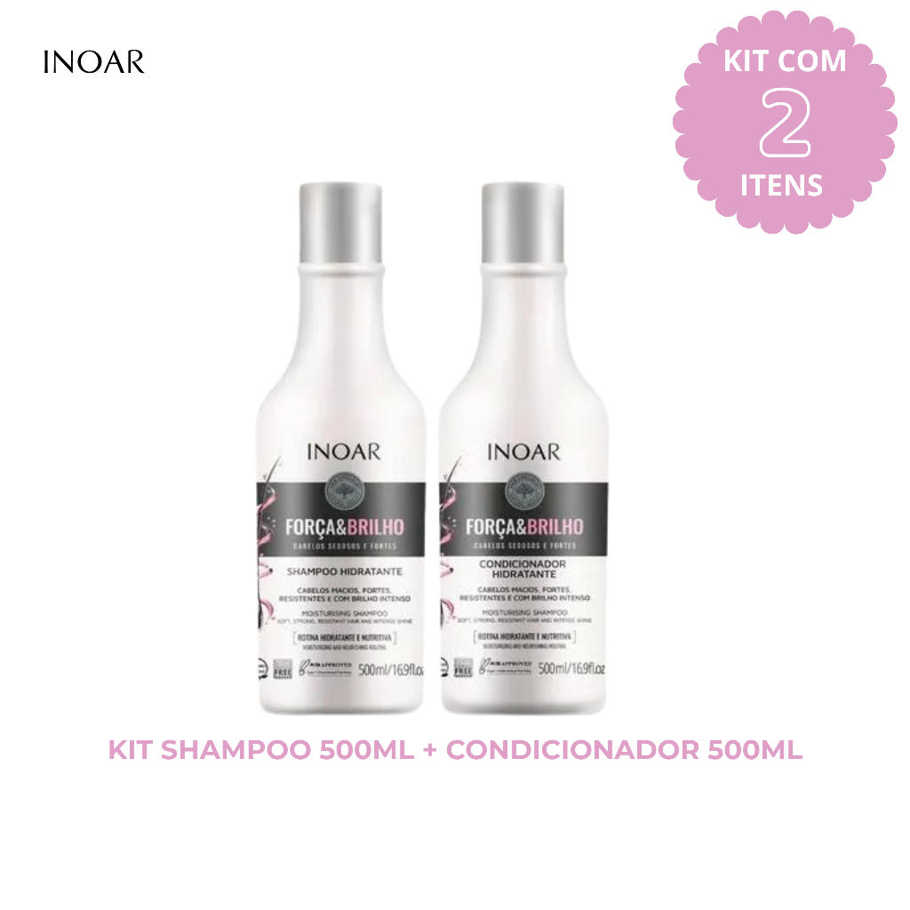 Kit Inoar Força e Brilho Shampoo 500ml + Condicionador 500ml em Oferta na Shopee