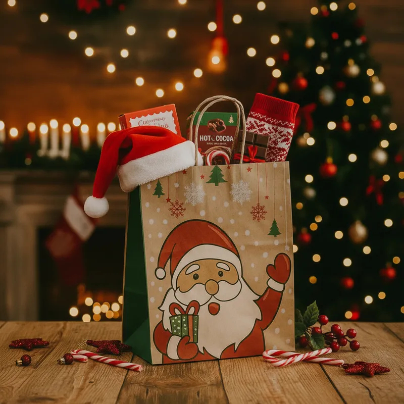 10 SACOLAS NATAL KRAFT SANTA CLAUS 20X15X25CM 2223 (LC) NATAL 2025 (CHOCO) · foto 2