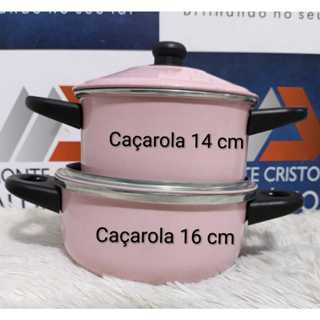 Conjunto de 2 Panelas 14 e 16 cm, o tamanho ideal para 1 solteiro ou casal, na cor Rosa Bebê em Oferta na Shopee