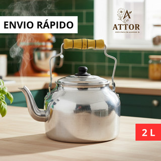 CHALEIRA COLORS N16 2 L ALUMÍNIO REFORÇADO COM ALÇA DE MADEIRA CAFÉ CHÁ FERVEDOR CHÁ LEITEIRA