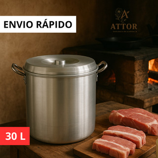 CALDEIRÃO HOTEL N35 30L EM ALUMÍNIO REFORÇADO E ALÇA FUNDIDO, LATA DE ARMAZENAR CARNE NA BANHA, LATÃO DE ALUMÍNIO