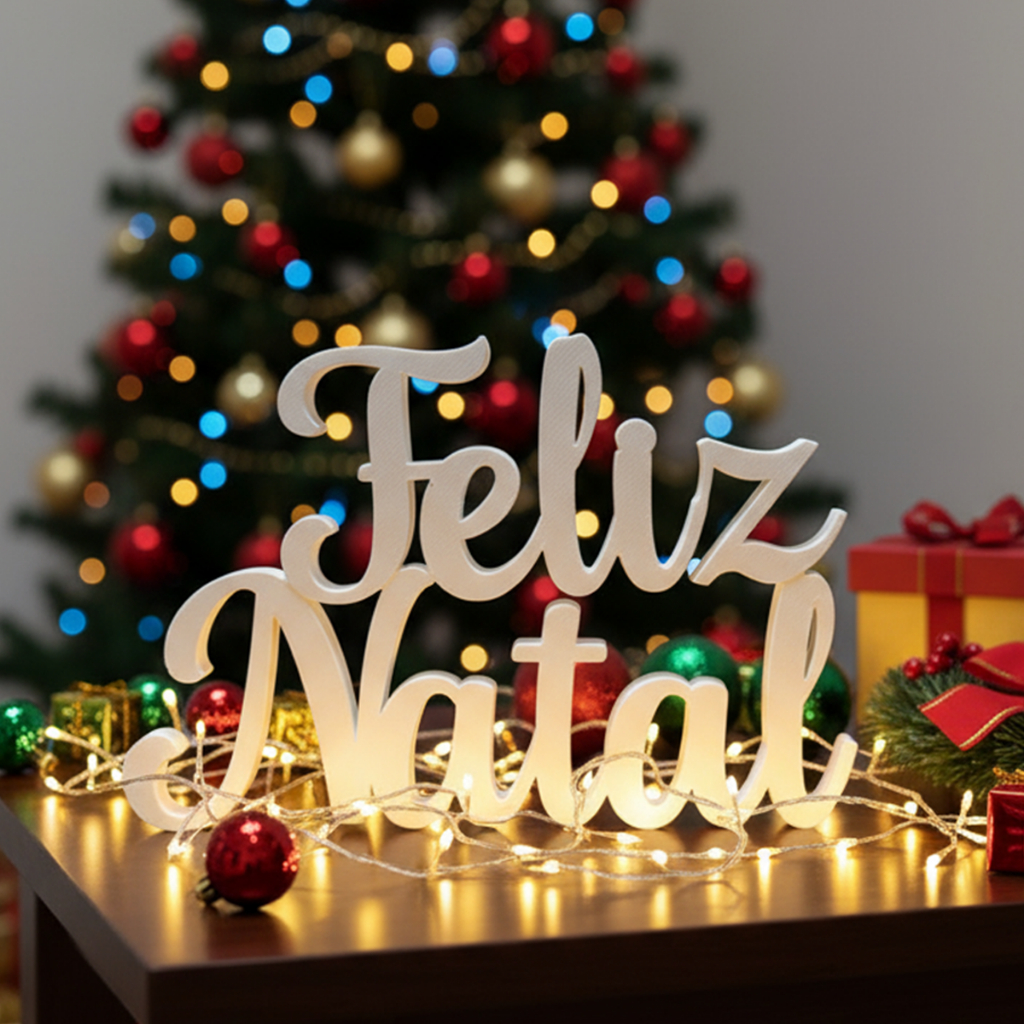Letreiro Feliz Natal Enfeite Natalino Decorativo Premium Vermelho Branco Preto Decoração