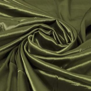 Tecido Cetim com Elastano Verde Oliva 97% Poliéster - 3% Elastano – 1,50m de Largura
