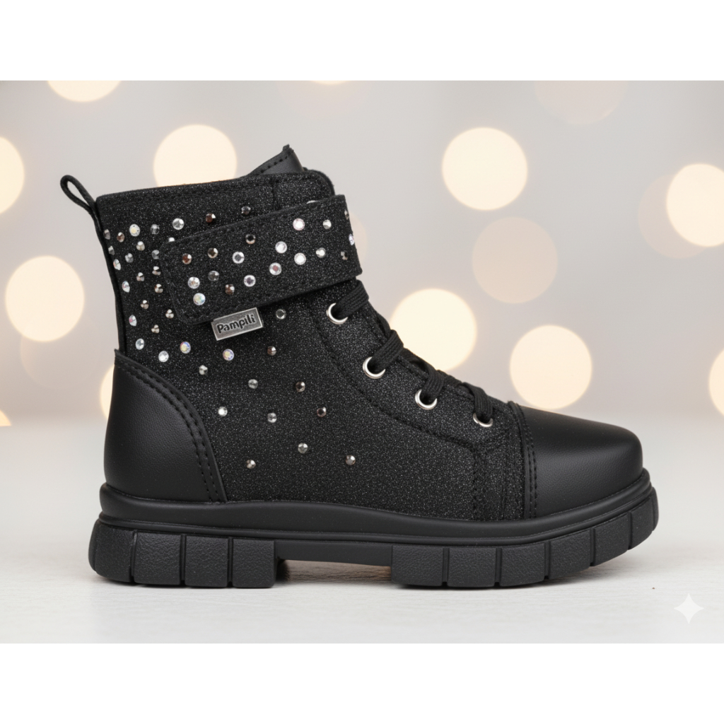 Bota Coturno Menina Pampili Infantil Com Brilhos Inverno Country Frio Inverno Mini Diva Luxo Festa