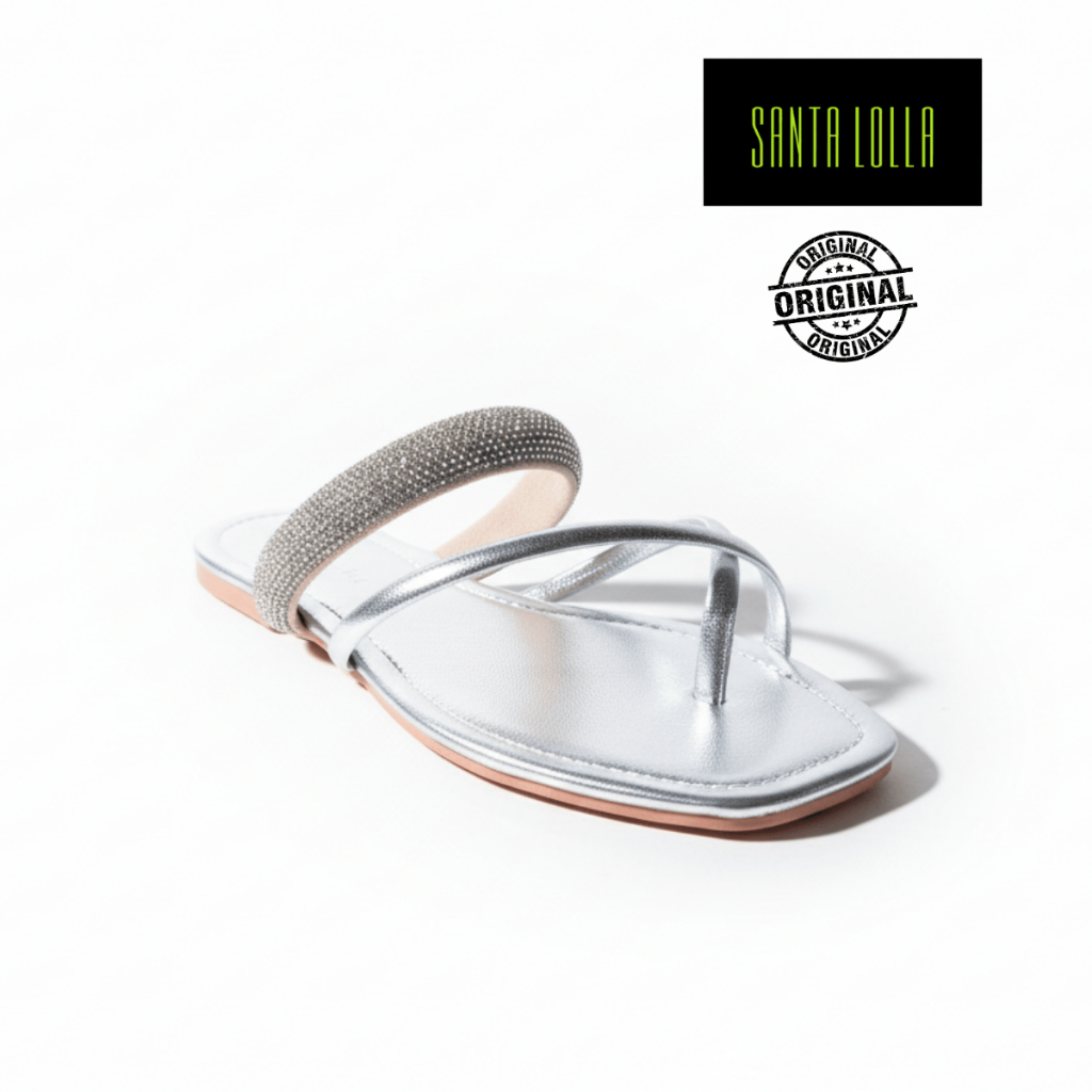 Rasteira Brilho Strass Cristal Prata - Bico Quadrado Dedo Confortável Sandália Feminina Lançamento