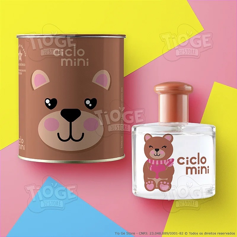 Perfume Infantil Ursolina Ciclo Mini Deo Colônia com Lata Personalizada Presente 100ml