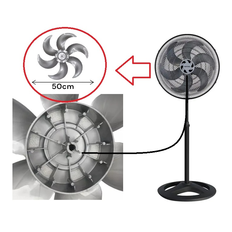 Hélice Adaptável para Ventilador Ventisol 50 cm 6 pás Prata Original Eixo Redondo 8mm em Oferta na Shopee