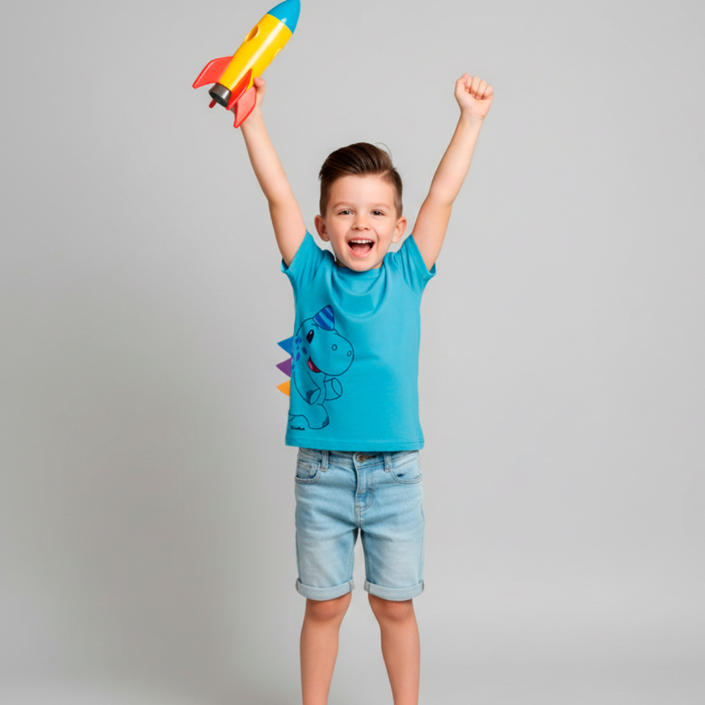 Camiseta Nino Manga Curta - All the Colors - TurmaTube em Oferta na Shopee