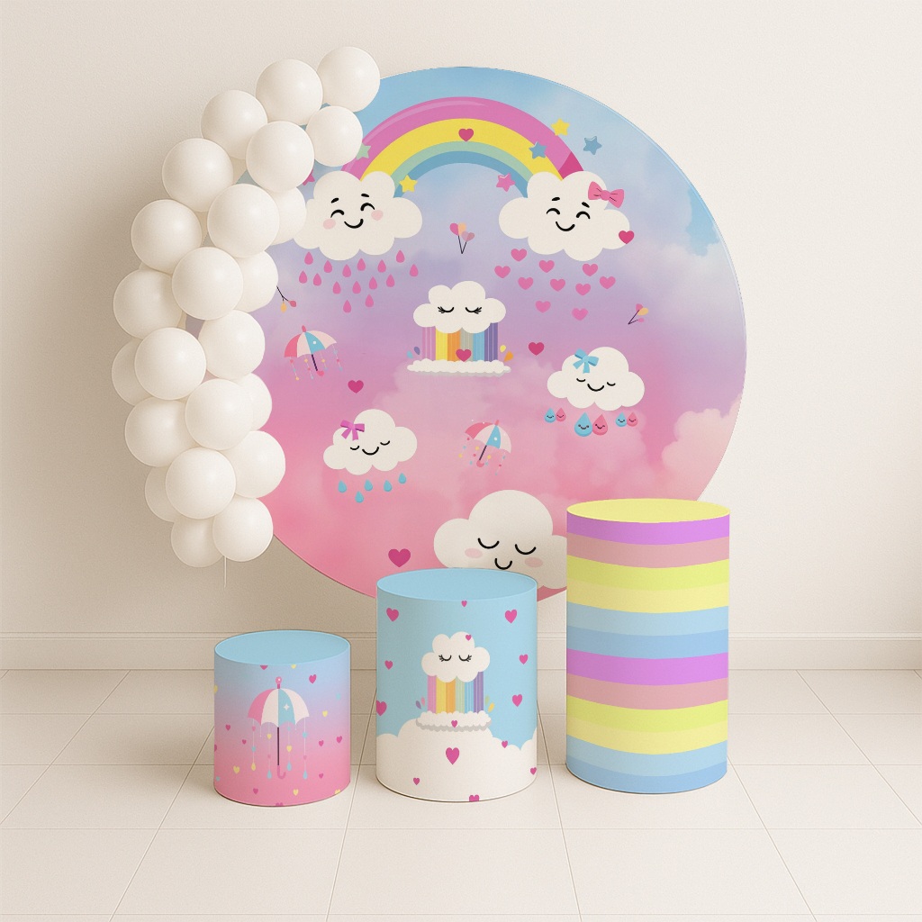 Kit Capas Painel Cilindros Baby Chuva Amor Nuvem Arco Iris REF 026 em Oferta na Shopee