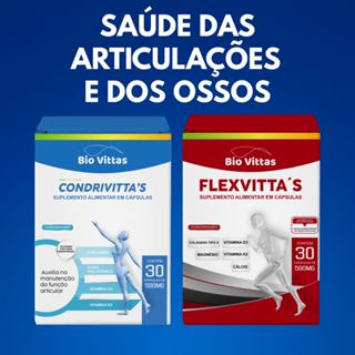 Cálcio + Magnésio + Colágeno Tipo 2  Articulações + Vitmina D3 + K2 + Curcumina (Condri + Flex) 30 Cápsulas - Bio Vittas em Oferta na Shopee