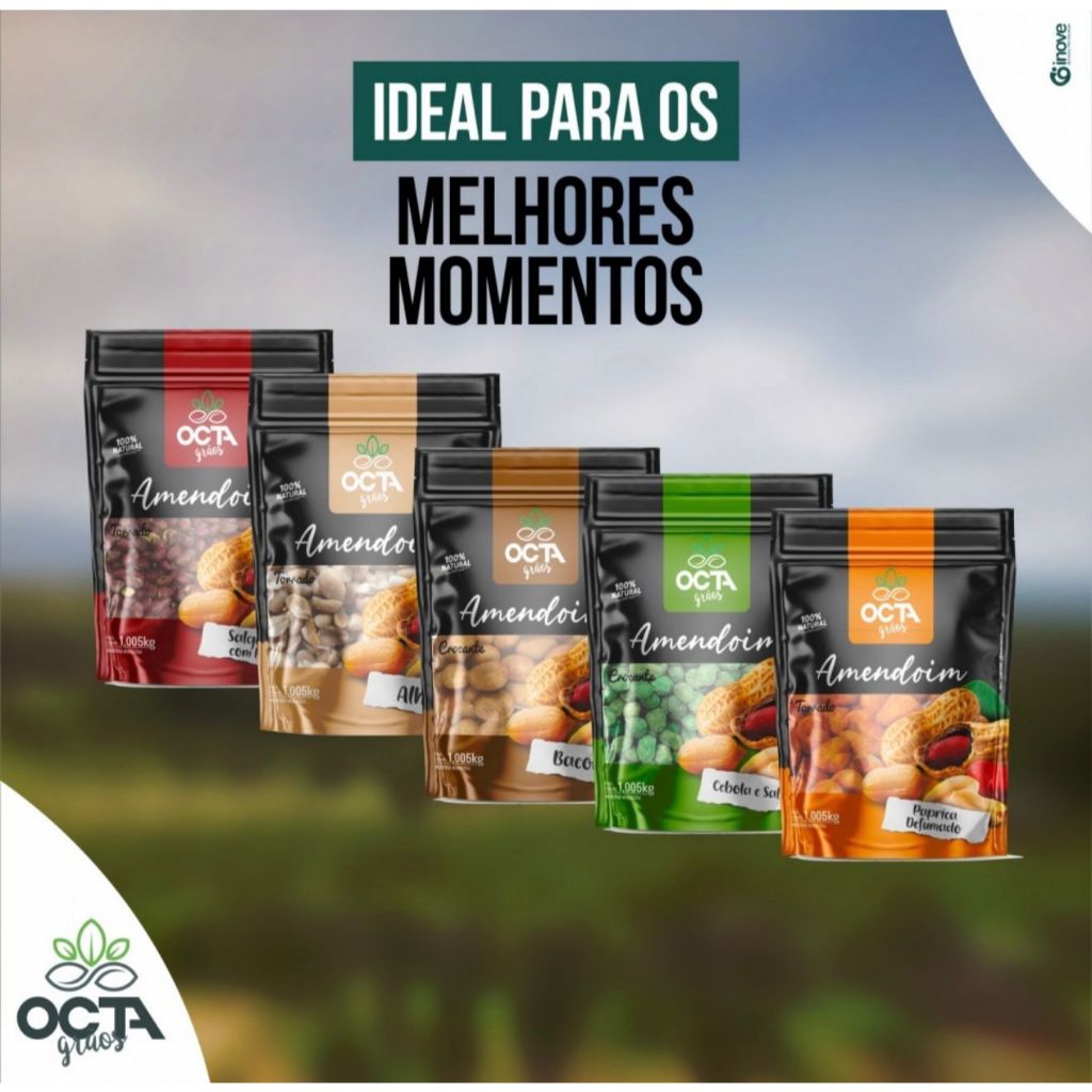 Aperitivo Amendoim - vários sabores. Cebola, Alho, Bacon, Pimenta, Japonês - KIT COM 10