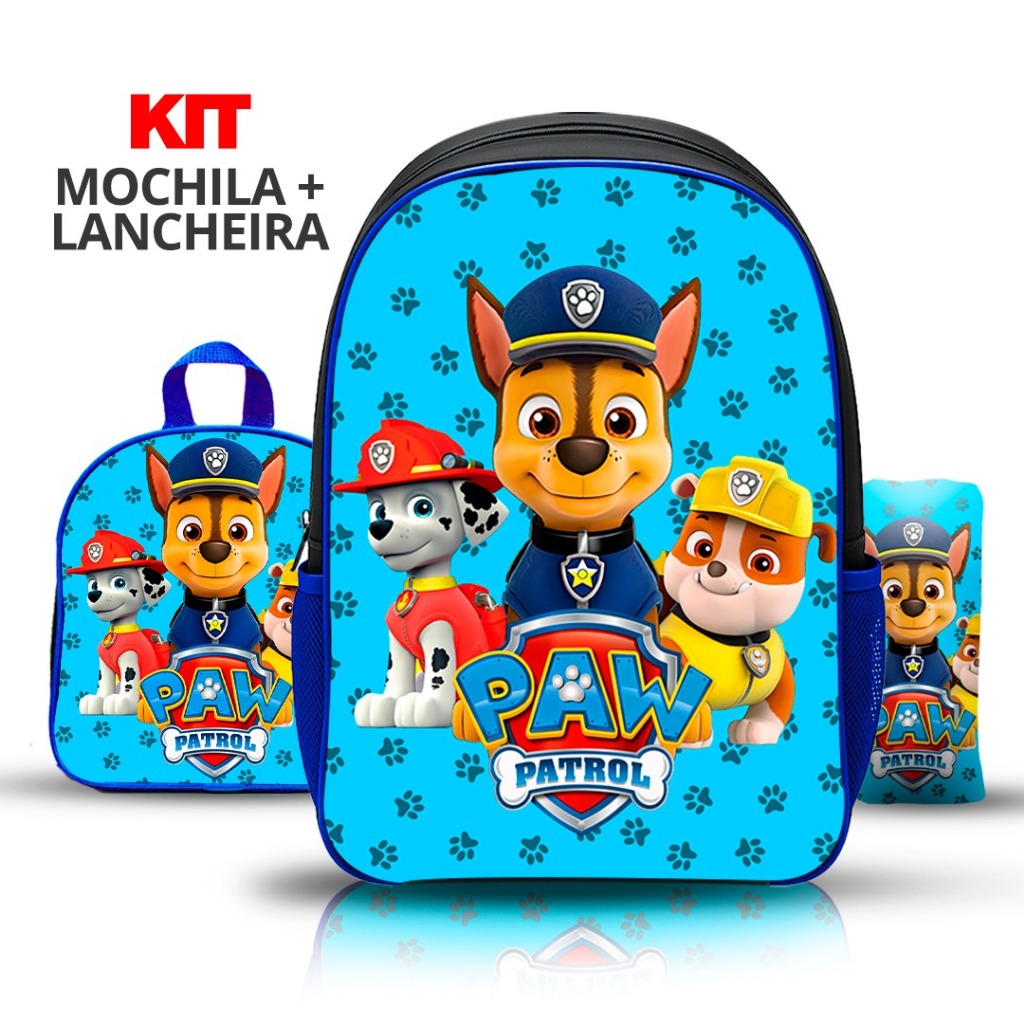 KIT mochila escolar infantil Patrulha canina com lancheira e estojo em Oferta na Shopee
