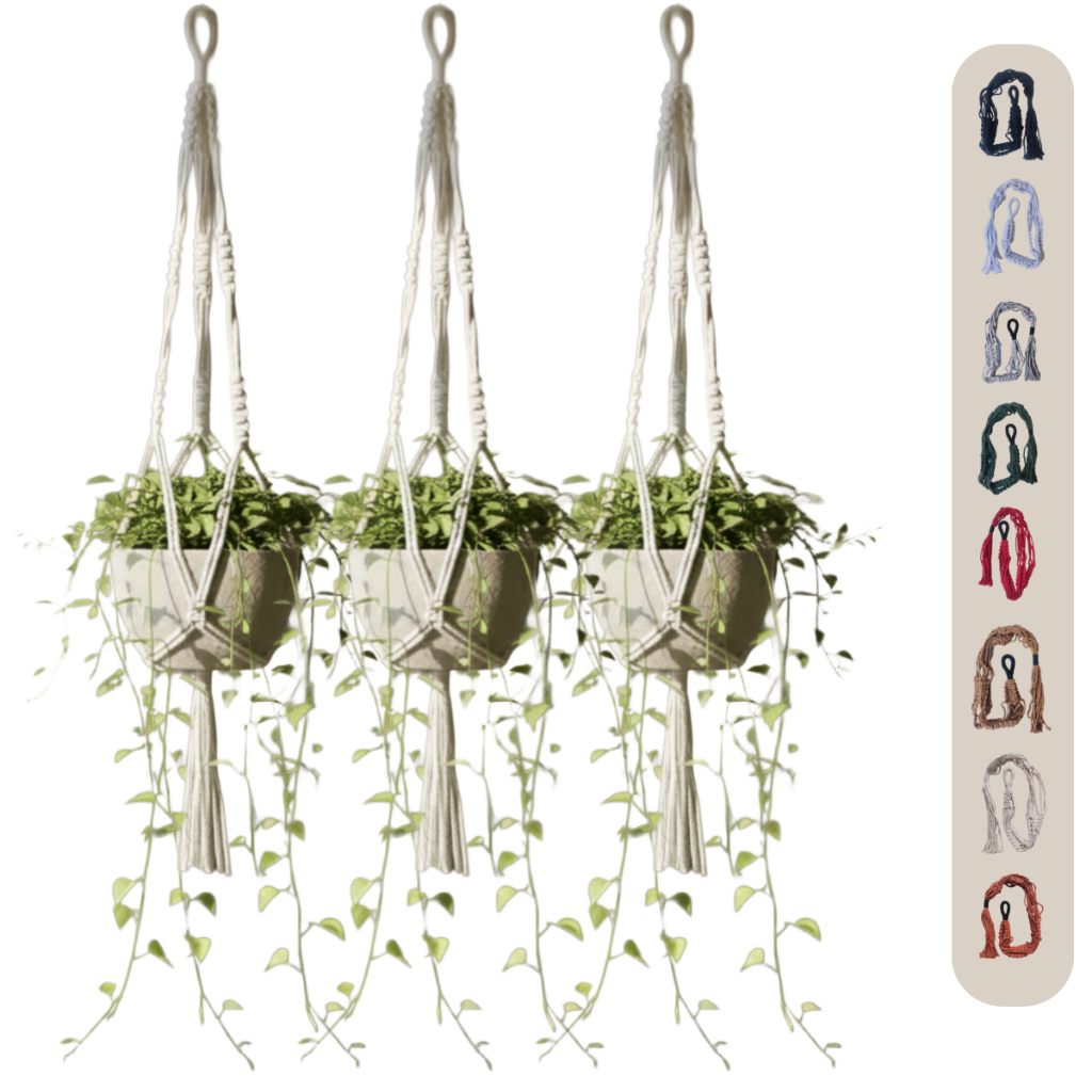 KIT 3 Suportes Floreira de Macramê 80cm para Vaso de Plantas - Hanger Plant