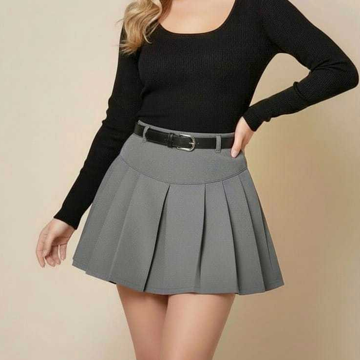 Saia Curta Plissada Feminina Premium de Alfaiataria C/ Zíper Lateral Oculto E Short Interno em Oferta na Shopee