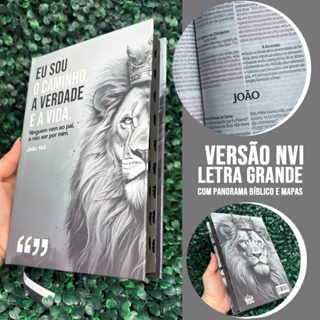 Bíblia Sagrada Versão Nvi Letra Grande Leão Masculina Evangélica Capa Dura e Índice Hdc em Oferta na Shopee
