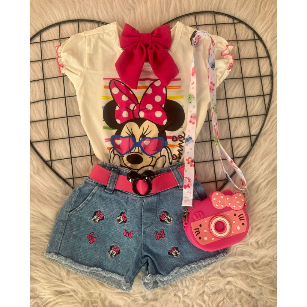 Conjunto infantil menina blogueirinha Minnie 3 peças em Oferta na Shopee