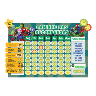 Quadro de Rotina Infantil Imantado Herói Verde em Oferta na Shopee