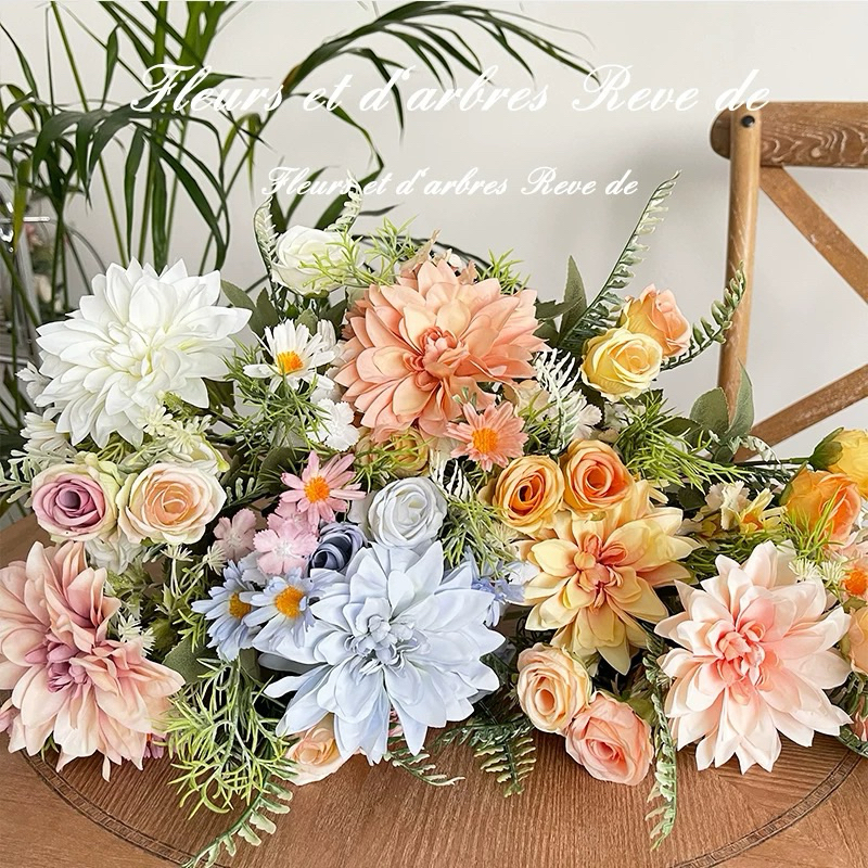 Buquê de Dália 40cm Artificial Decoração de casa, interiores, decoração de mesa de sala de estar, decoração de casamento