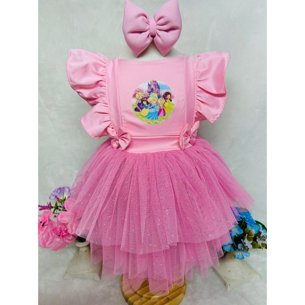 romper tematico para aniverssario princesas cute salopete cuty princesas