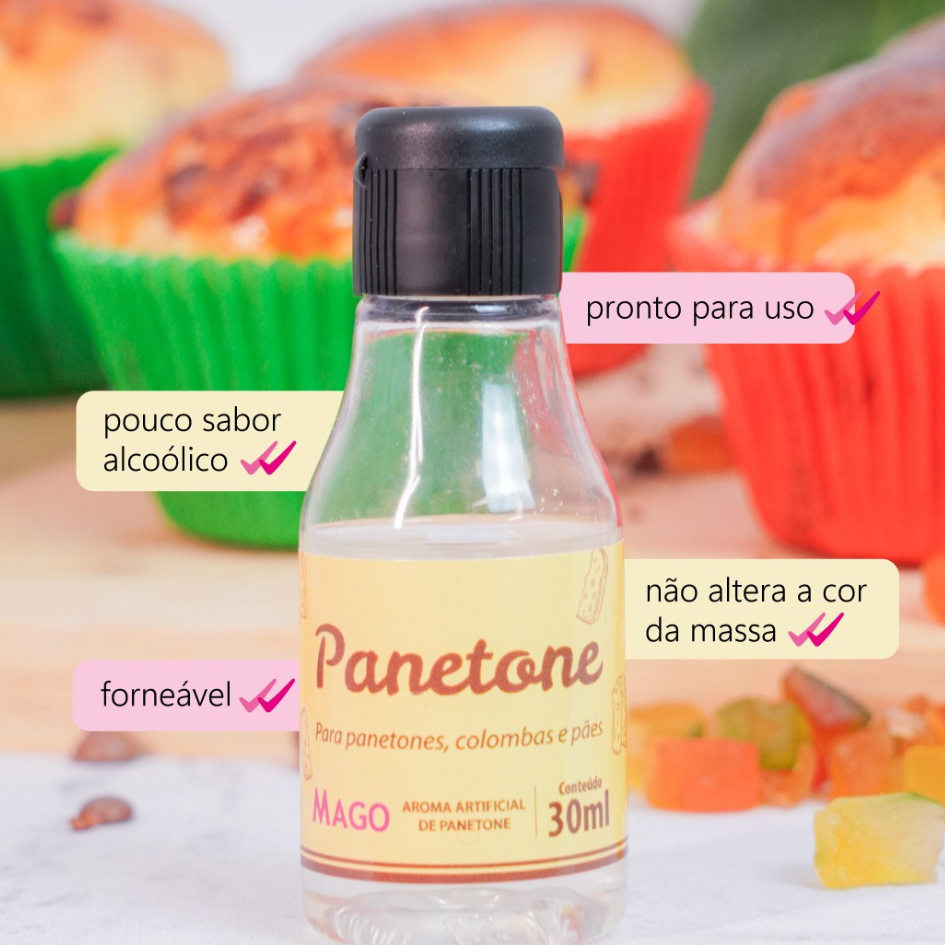 Kit 3 Aroma Artificial De Panetone 30ml Sabor Essência Colomba Pães Natal Mago